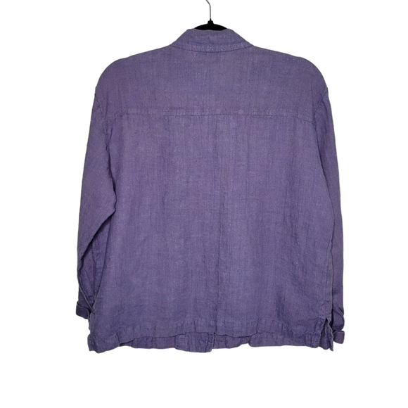 Vtg Purple Linen Button-Up Lightweight Lagenlook Jacket Women's M Mokee Dugway - Picture 4 of 10